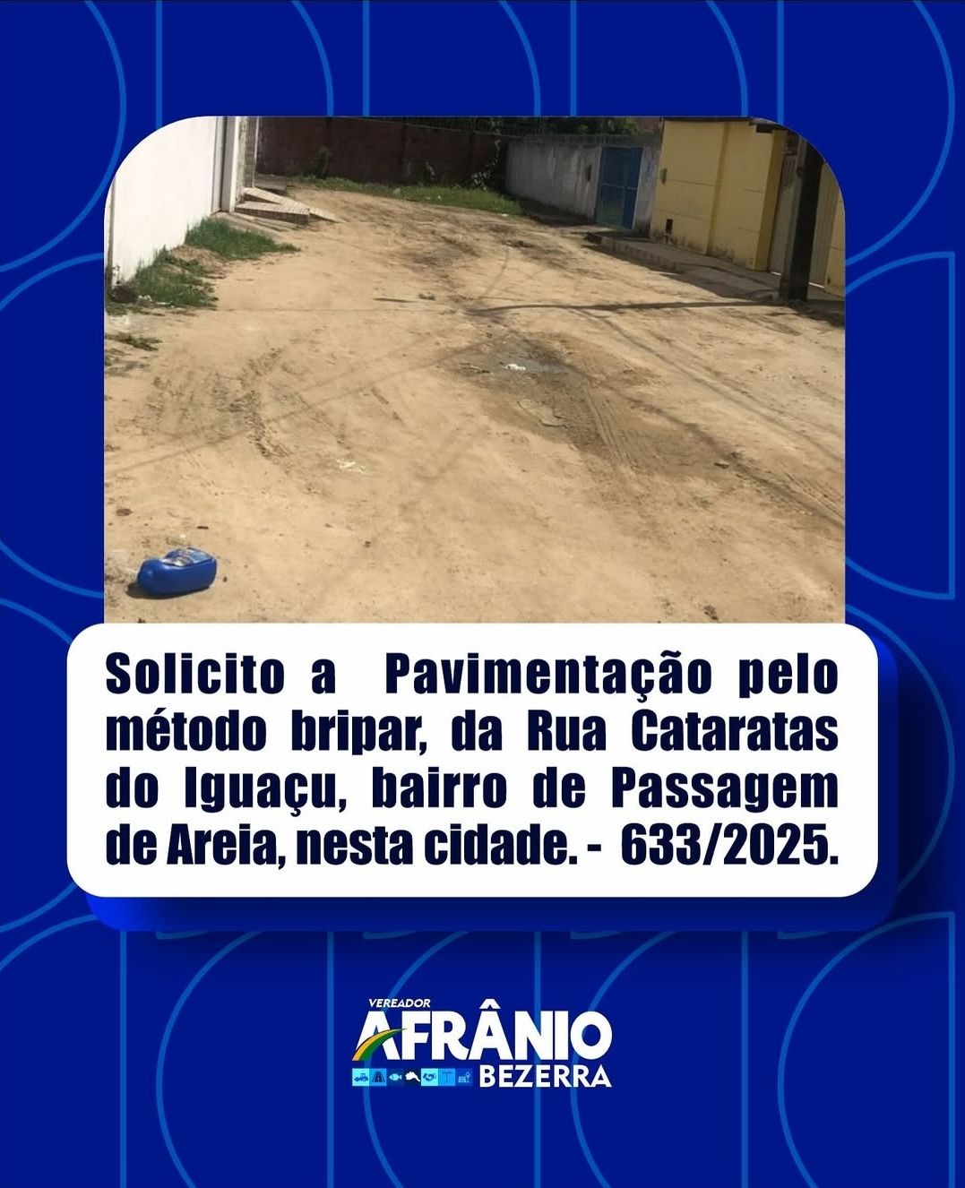 Vereador pede pavimentação com método Bripar na Rua Cataratas do Iguaçu